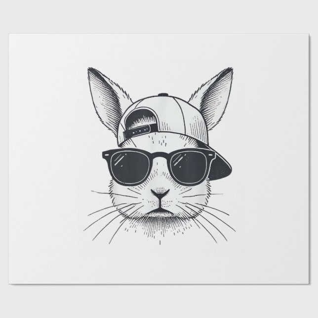 Kanin Ansikte med Solglasögon Kappa Påskdag för Po Presentpapper (Platt)