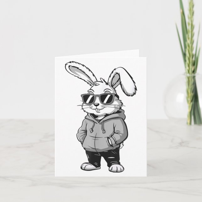 Kanin Ansikte Med Solglasögon Påskdag Kanin Män B Kort (Framsida)