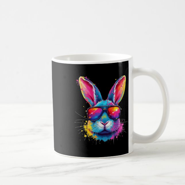 Kanin Ansikte Med Tie Dye Glas Glad Påskdag Män  Kaffemugg (Höger)