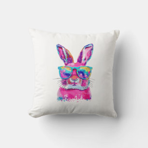 Kanin Ansikte med Tie Dye Glasögon Glad Påsk Dag M Kudde