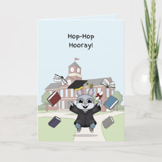 Kanin-avgångskort för barn | ”Hop-Hop Hurra” Kort