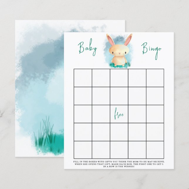 Kanin Baby shower bingo spel (Fram/baksida)