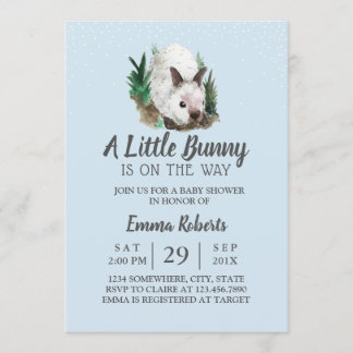 Kanin Baby Shower Cute Bunny Mint Blue Inbjudningar