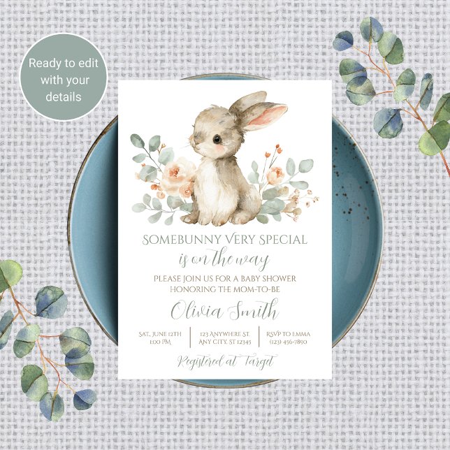 Kanin Baby Shower Inbjudan Vintage Kanin (Skapare uppladdad)