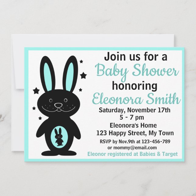 Kanin baby shower inbjudningar (Framsida)