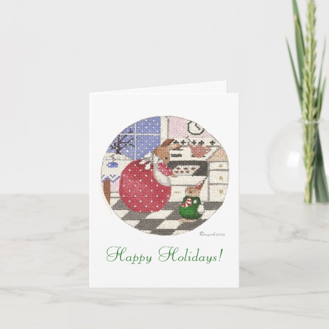 Kanin bakar kakor Holiday Card Helgkort (Framsida)
