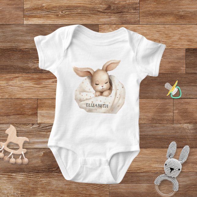 Kanin bebis flicka beige söt t shirt (Skapare uppladdad)