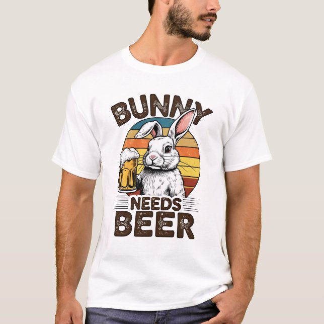Kanin Behöver Öl Rolig Design för Ölälskare T Shirt (Framsida)