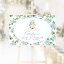 Kanin, Blå Slöja, Blå Blommor, Baby Shower Välkoms