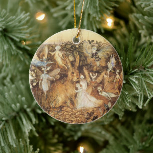 Kanin bland Älvorna, Vintage Fairy Tales Julgransprydnad Keramik