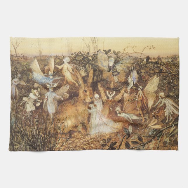Kanin bland Älvorna, Vintage Fairy Tales Kökshandduk (Horisontell)