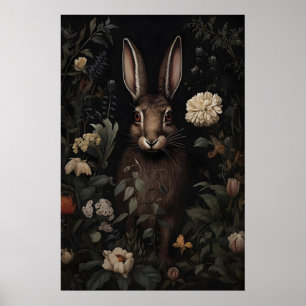 Kanin Blomma Mörkt Skogsutskrift, Mörk Poster
