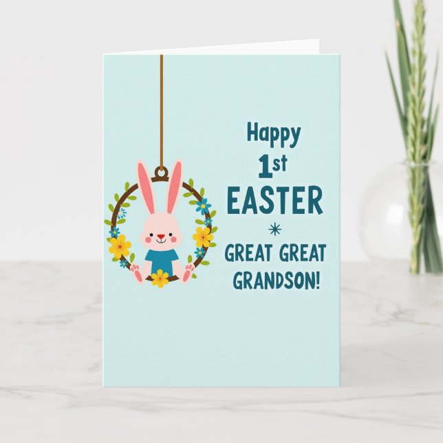 Kanin Blommig 1:a Påskkort Kort (Framsida)