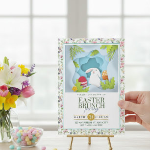 Kanin & Blommig Påskbrunch I 3D Stil Meddelande