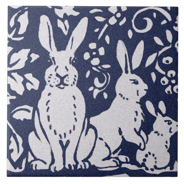 Kanin Blue Grått Granite Stone Woodland Animal Art Kakelplatta (Framsidan)