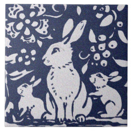 Kanin Blue Grått Granite Stone Woodland Animal Art Kakelplatta