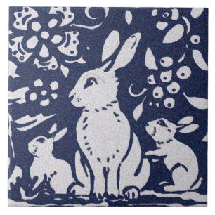 Kanin Blue Grått Granite Stone Woodland Animal Art Kakelplatta