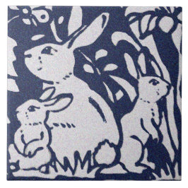 Kanin Blue Grått Granite Stone Woodland Animal Art Kakelplatta