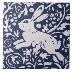 Kanin Blue Grått Granite Stone Woodland Animal Art Kakelplatta