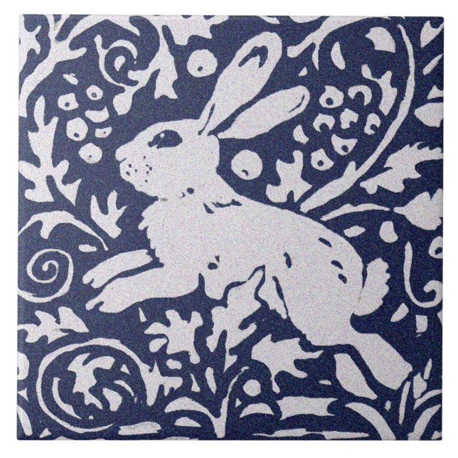 Kanin Blue Grått Granite Stone Woodland Animal Art Kakelplatta (Framsidan)