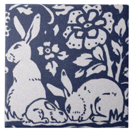 Kanin Blue Grått Granite Stone Woodland Animal Art Kakelplatta