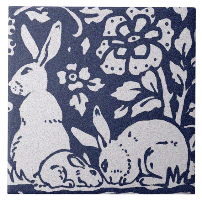 Kanin Blue Grått Granite Stone Woodland Animal Art Kakelplatta (Framsidan)
