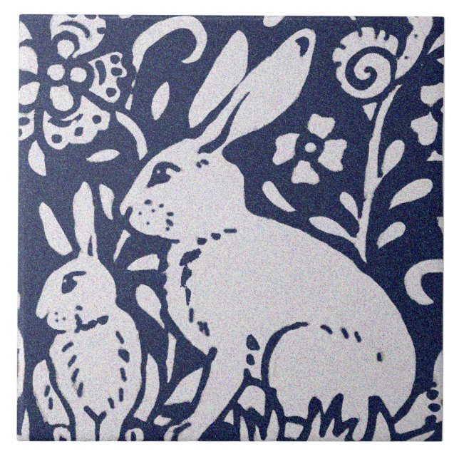 Kanin Blue Grått Granite Stone Woodland Animal Art Kakelplatta (Framsidan)