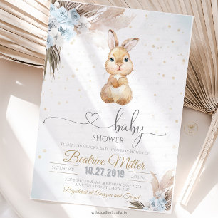 Kanin Boho baby shower Inbjudningar