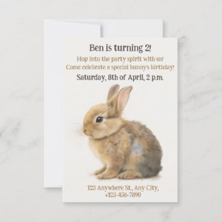 Kanin, bunny, barnfödelsedagsinbjudan inbjudningar