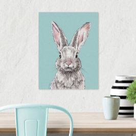 Kanin Bunny Djur konst Akvarell Söt Vår Poster