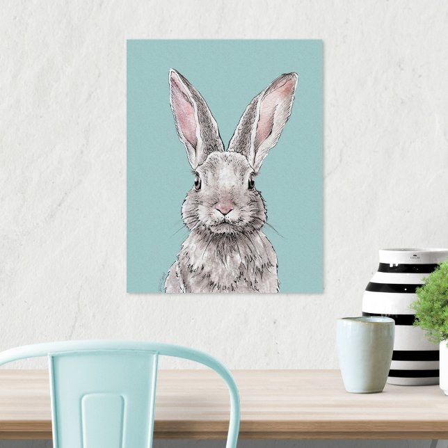 Kanin Bunny Djur konst Akvarell Söt Vår Poster (Skapare uppladdad)