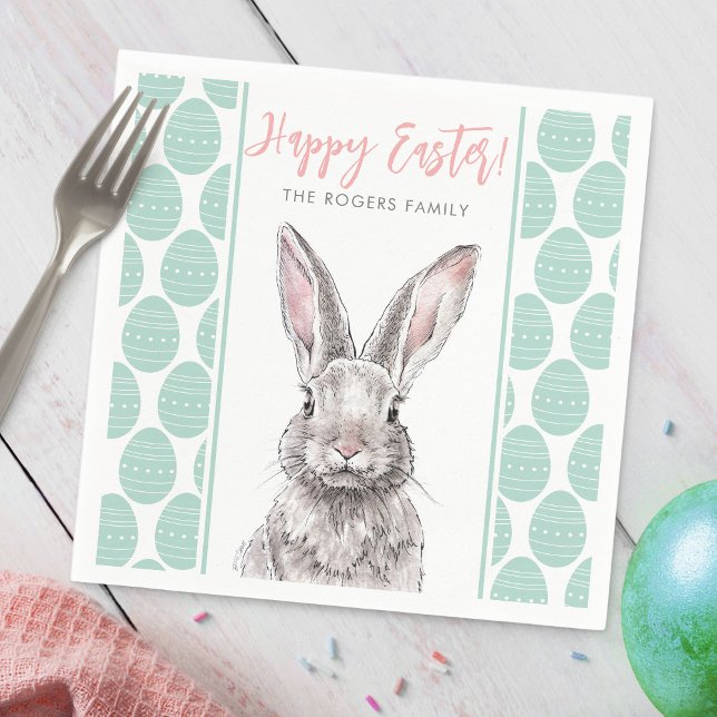 Kanin Bunny Glad påsk Animal Art Cute Pastel Pappersservett (Skapare uppladdad)