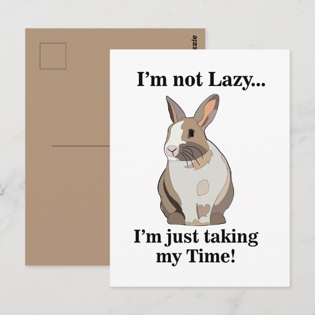 Kanin Bunny Söt Rolig Vykort (Fram/baksida)