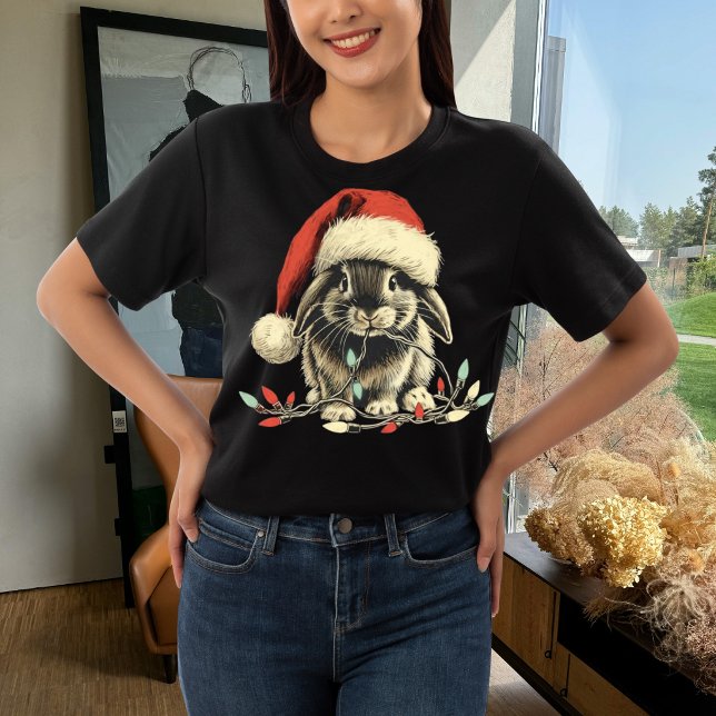 Kanin Bunny Tugg Julbelysning Xmas Högtid  T Shirt (Skapare uppladdad)