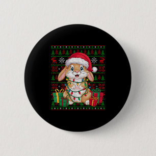 Kanin Bunny Xmas Ljus Fula Tomte Hatt Kanin Jul Knapp