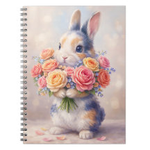 Kanin design anteckningsbok med blommor / spiral a