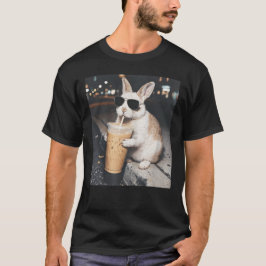 Kanin dricker iskaffe Rolig påskkanin T Shirt