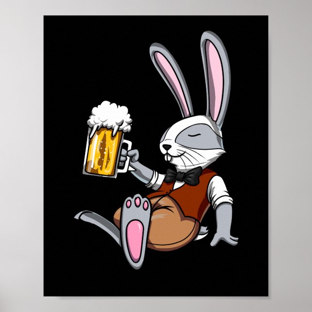 Kanin Drinking Beer Bunny Funny Party Poster (Framsidan)