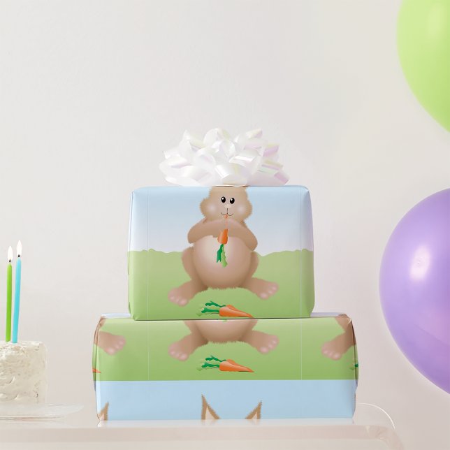 Kanin Eating A Carrot Wrapping Papper Presentpapper (Skapare uppladdad)