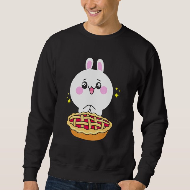 Kanin Eating Crust Paj Bunny Bake Chef Baking Eas Lång Ärmad Tröja (Framsida)