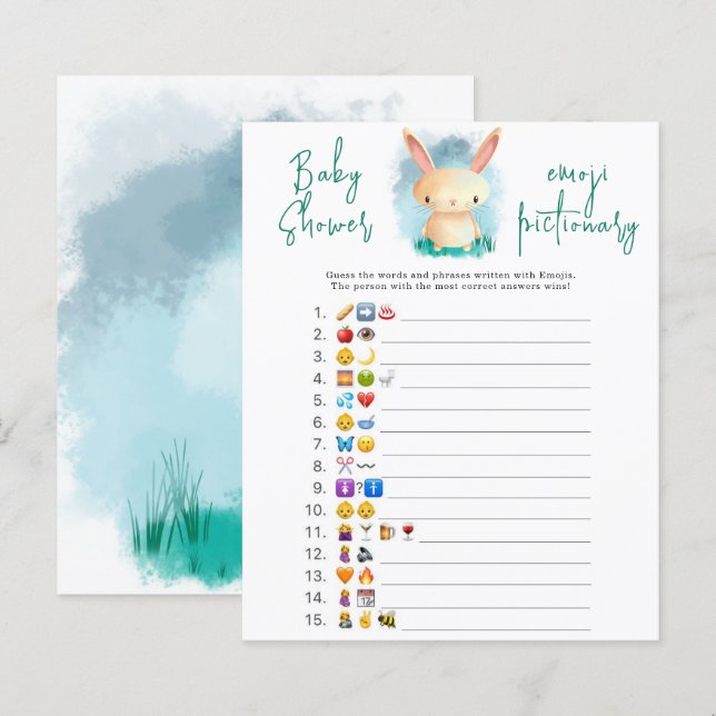 Kanin-Emoji bildspel baby shower (Fram/baksida)