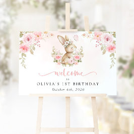 Kanin, Fjäril, Blommor, Välkommen till Första Föde Poster