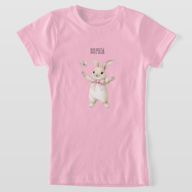 Kanin Fjäril Rodnad Rosa   T Shirt (Laydown)