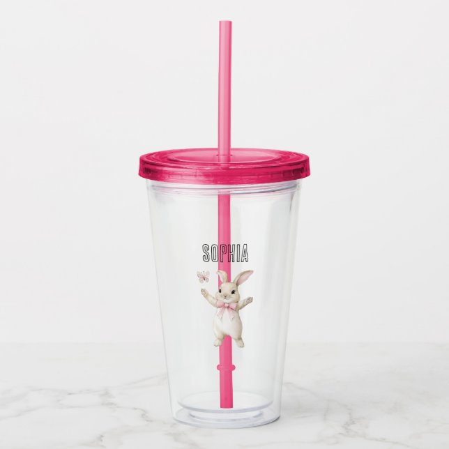 Kanin Fjäril Rodnad Rosa   Take Away Mugg (Framsida)