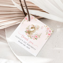 Kanin, Fjäril, Rosa Blommor, Första Födelsedagen Gåvor Etiketter