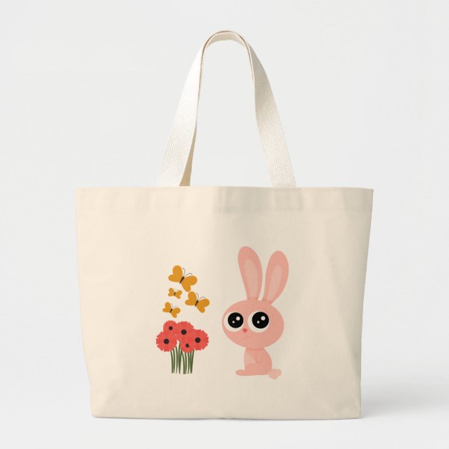 Kanin Fjäril Söt Totebags Jumbo Tygkasse (Framsidan)