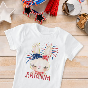 Kanin Flagga Hårsnodd och Fireworks Personlig T Shirt