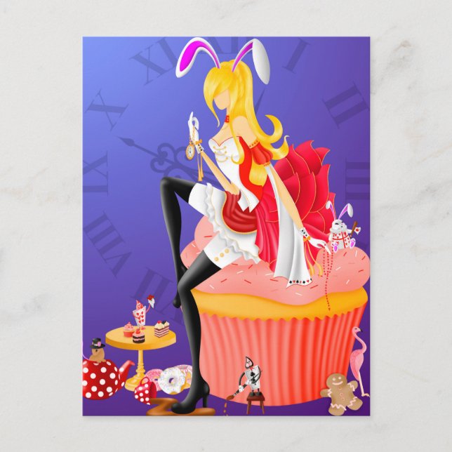Kanin Flicka på Cupcake vykort (Framsida)
