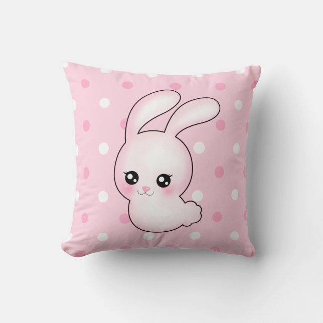 Kanin för påskhare för Chibi Anime rosa Kudde (Framsida)