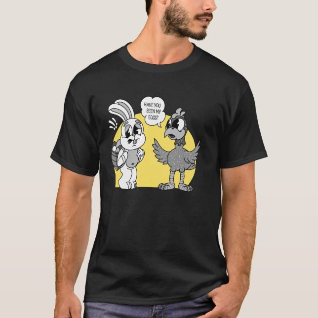 Kanin frågar kyckling om ägg t shirt (Framsida)